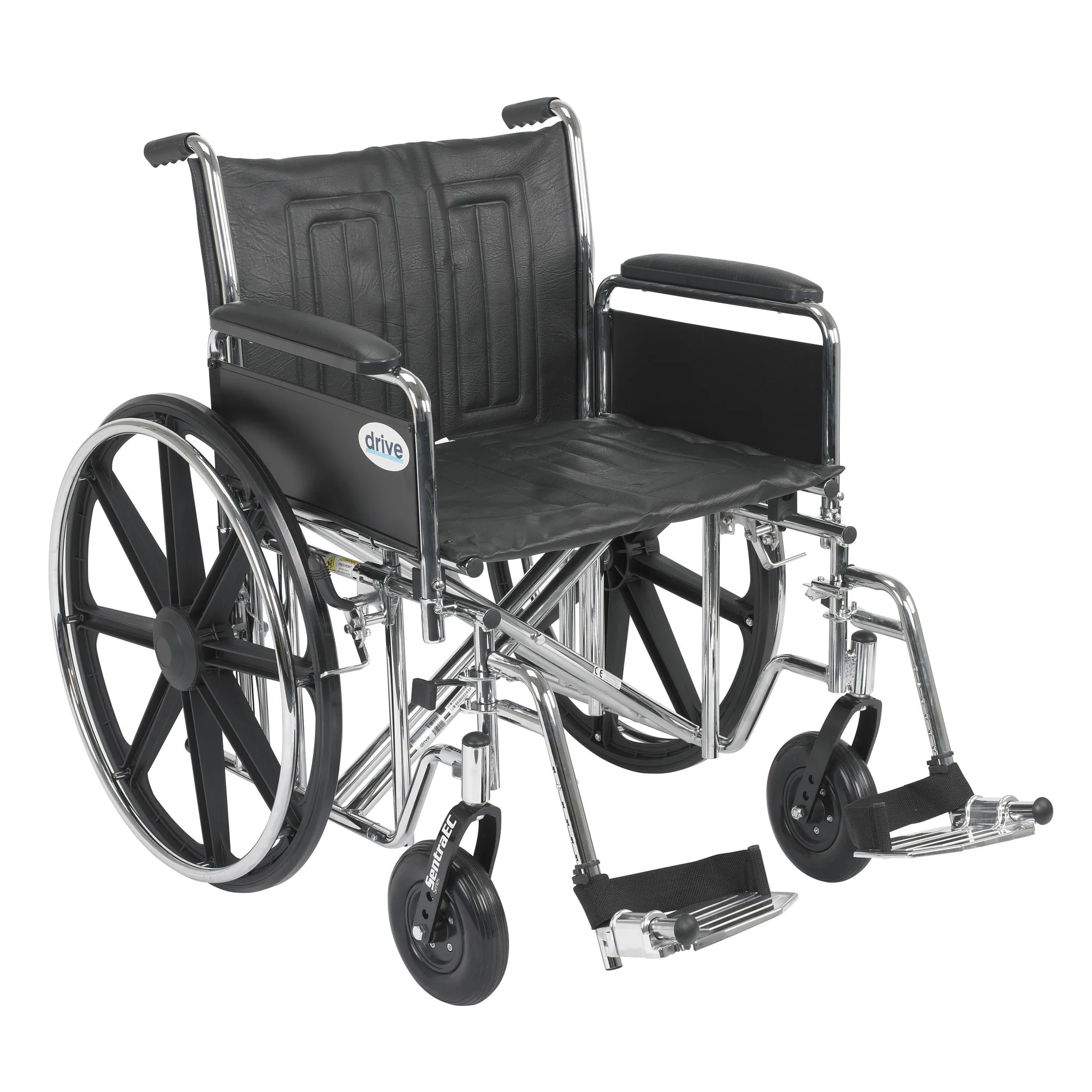 Sentra EC Heavy Duty Wheelchair, Detachable Full Arms, Swing away Footrests, 22″ Seat