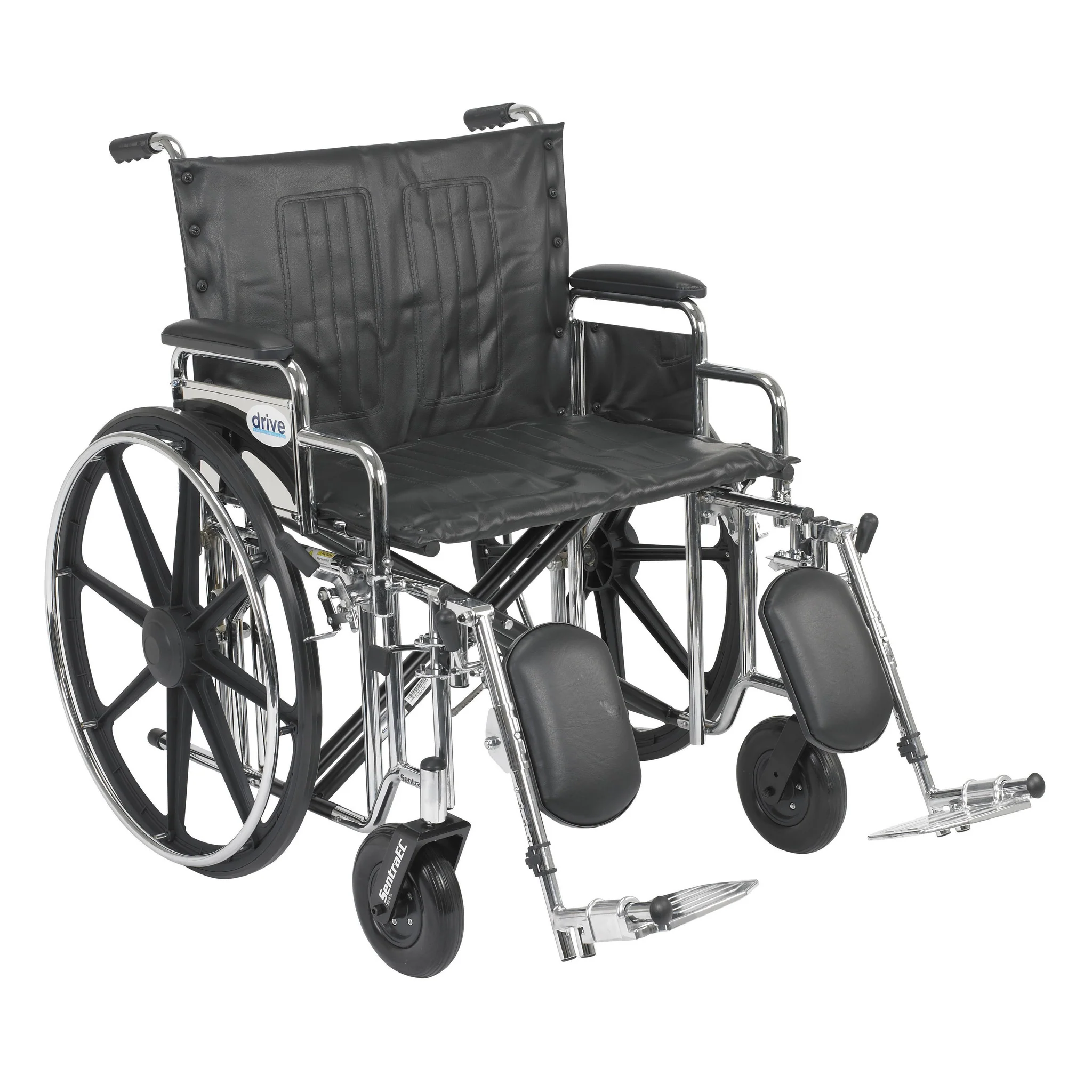 Sentra Extra Heavy Duty Wheelchair, Detachable Desk Arms, Elevating Leg Rests, 24″Seat